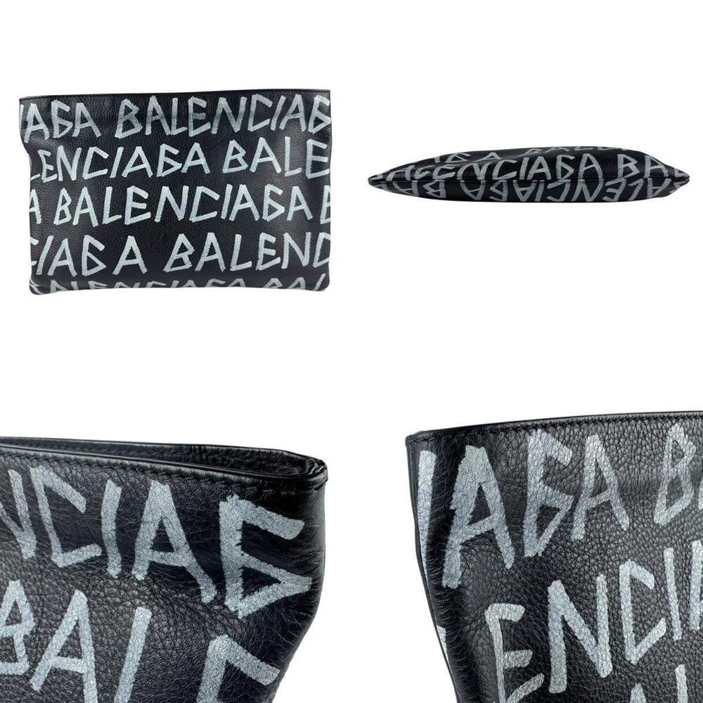Balenciaga Graffiti Carry Clip Clutch Bag Black White - Picture 3 of 4
